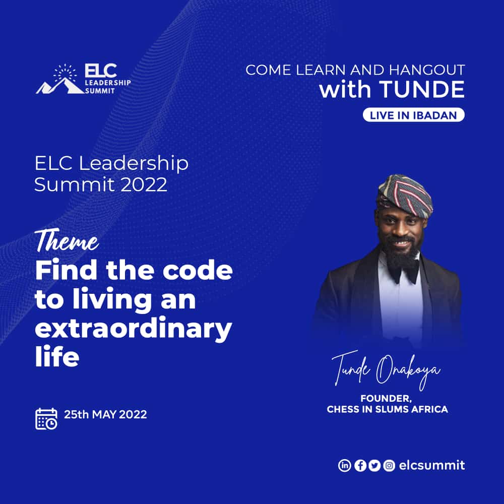 elcsummit's tweet photo. Join us in welcoming Tunde Onakoya to our 2022 ELC Leadership Summit!

The phenomenal Tunde Onakoya, would be helping you FIND THE CODE to living an EXTRAORDINARY life at the #ELCSUMMIT22.

Immerse yourself in this transformational leadership event holding on May 25th, 2022. https://t.co/7g0Oj5AS36