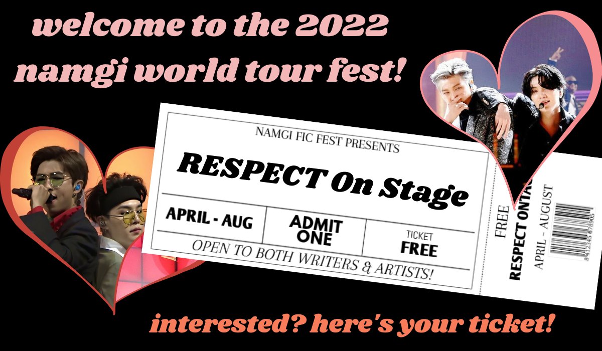 💖 welcome to the 2022 namgi world tour fest!! 💖

✨ open to both writers &amp; artists ✨

ao3 collection: archiveofourown.org/collections/na…
cc: curiouscat.live/namgificfest
email: namgificfest@gmail.com
carrd: namgificfest.carrd.co