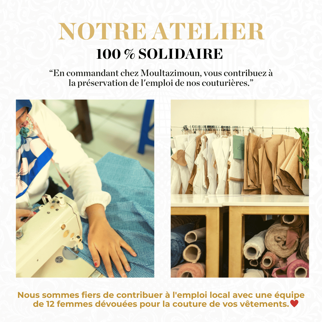 Le saviez-vous? 
Lorsque vous commandez chez Moultazimoun, vous contribuez à l'emploi de 12 couturières au sein de notre atelier de confection.
🧕Pour des soeurs, par des soeurs !
👘Découvrez notre collection #Ramadan - #Eïdelfitr 1443
👉 almoultazimoun.com/fr/
#aïdelfitr #abaya