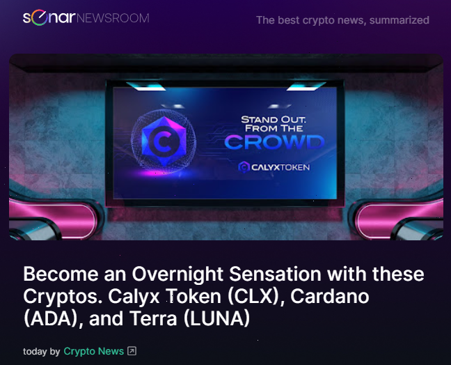 Peter_Was_Taken's tweet photo. Become an Overnight Sensation with these Cryptos. Calyx Token (CLX), Cardano (ADA), and Terra (LUNA)

Read more: https://t.co/r2YJbrBiWc

#CryptoNews #CryptoCurrency #Newsroom #GetIntoCrypto #AI $PING @cryptonews https://t.co/d3aV47f0Yr