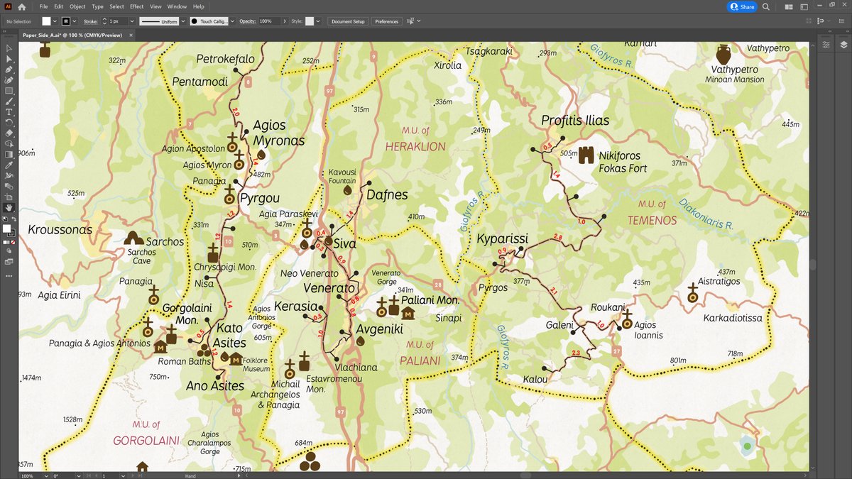 StaridasGeo's tweet photo. #PrettyMap in progress, commissioned work. Thanks to cloudy Sunday, I just finished the main body and now I have enhancements, adjustments and final touches. To be delivered soon, on paper.
#cARTography #MakingMapsPretty #ArcGISPro @mapsforadobe https://t.co/Sh5ZOeO49g