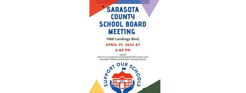 Sup_Schools's tweet photo. Sarasota School Board Meeting on Tuesday, April 19 @ 6:00 pm at 1960 Landings Blvd. show up and stand up for public schools! https://t.co/EAZfp2pfEx