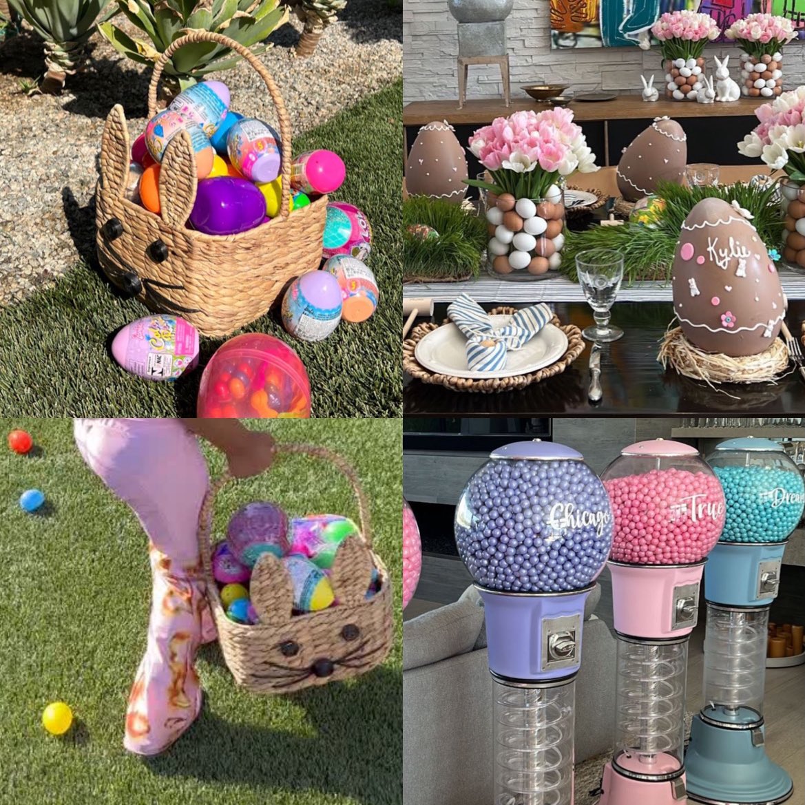 Algumas fotos do almoço de celebração da páscoa da família Kardashian Jenner, que está acontecendo agora! 
Com direito a caça aos ovos, artesanato e muitos doces. 🐰🪺🍬