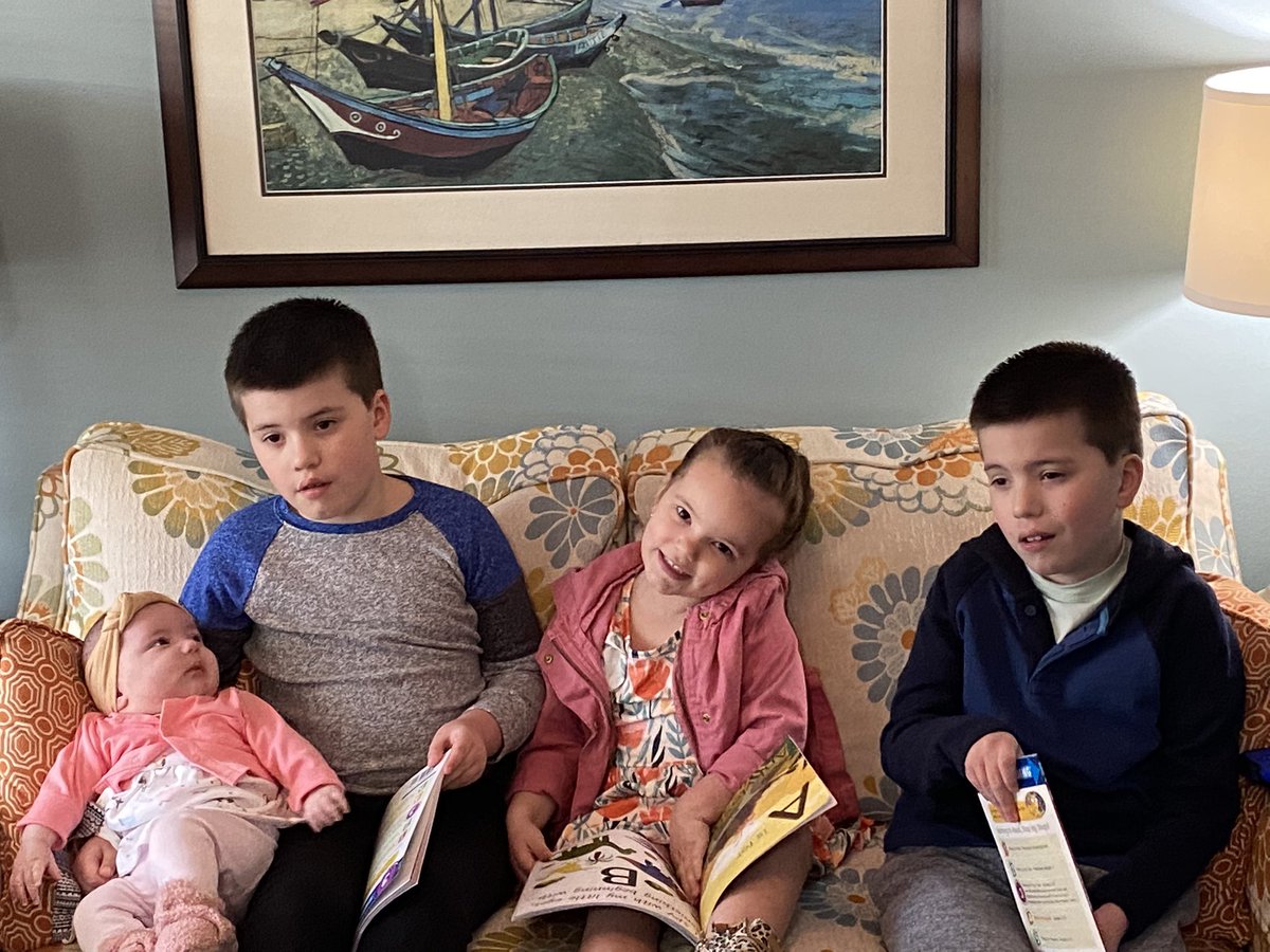 These four were super excited this morning! Baby Lexi sure looks up to her big brother Landon.