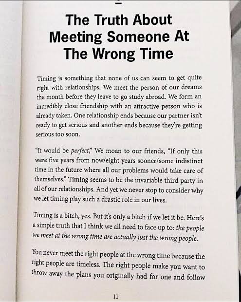 JossFlob's tweet photo. @ferespitiaa "The people we met at the wrong time are actually just the wrong people. The right people are timeless." https://t.co/jwOZl2MFrS