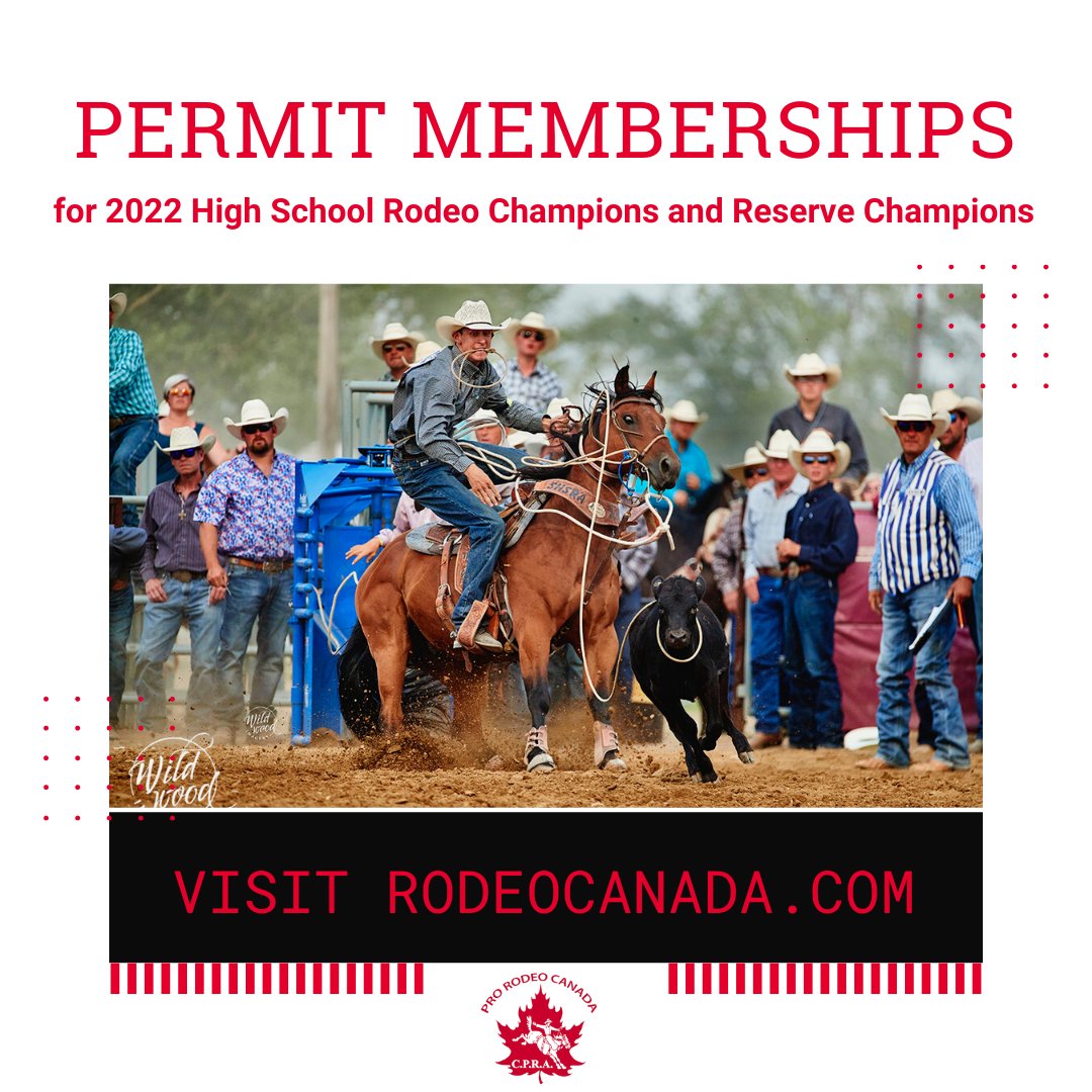 prorodeocanada's tweet photo. The CPRA will award a Permit Membership to the High School Rodeo Champions & Reserve Champions.
See eligibility & details here: https://t.co/fIcoA4bspK
#prorodeocanada #cpra #futureofsport #highschoolrodeo #permit #memberships #thefutureisbright #rodeo #sports #canada #athletes https://t.co/1tyrLvXWWp