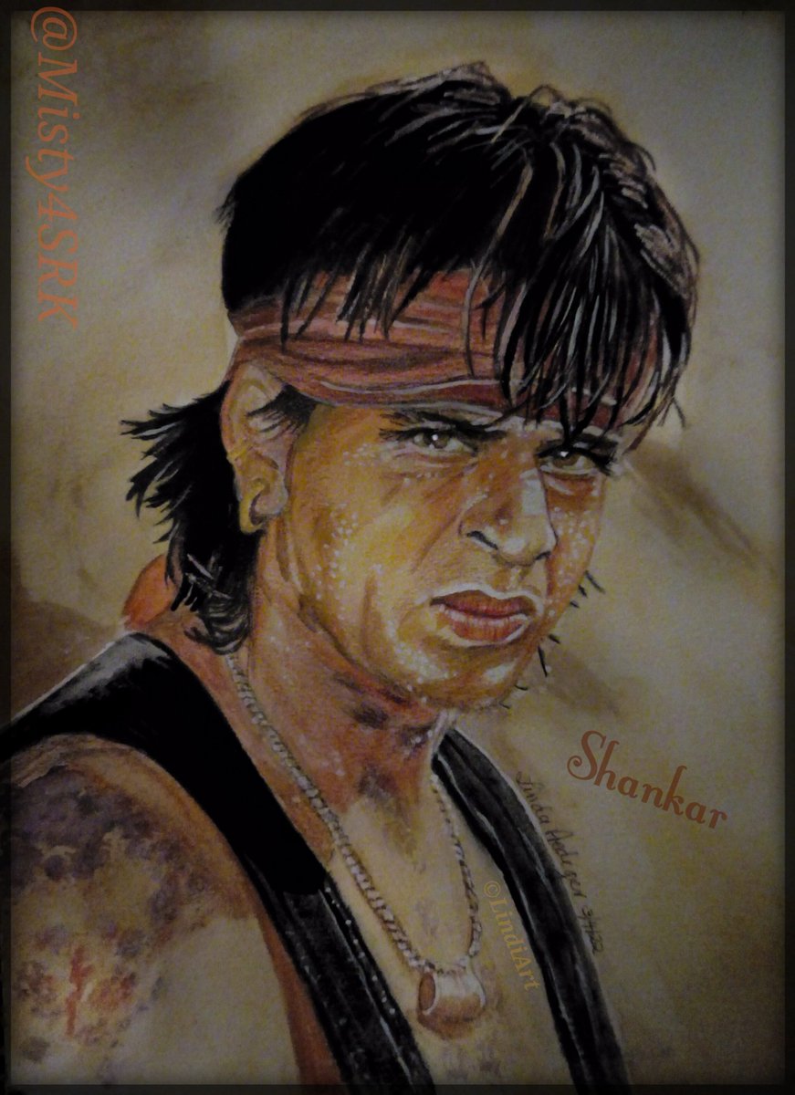 Misty4SRK's tweet photo. . @iamsrk #25YearsOfKoyla celebrating the worldwide release on 18th April 97 with a better photo of my watercolour painting.
No words needed to express the magnificence of Shah Rukh as mute Shankar, but you can tell me what you think ๐
@RakeshRoshan_N @yrf
#MadhuriDixit https://t.co/EnUL9qA3aG