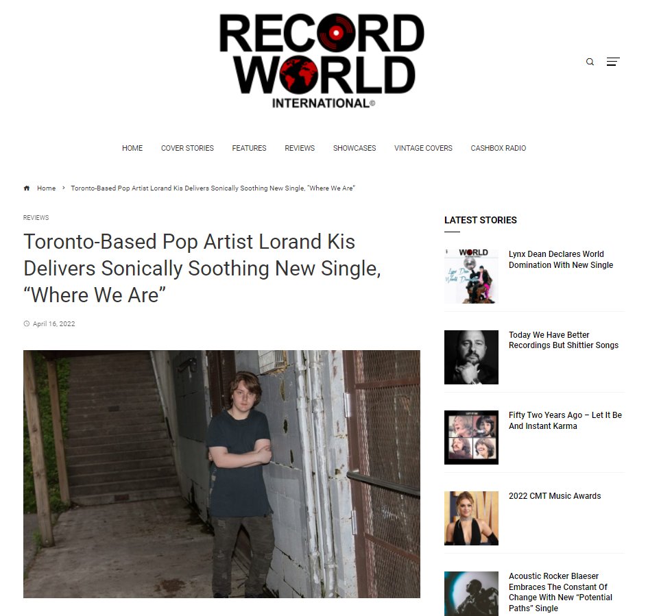 Huge thank you to <a href="/RecordWorldInt1/">Record World International</a> as well as <a href="/ThatEricAlper/">Eric Alper 🎧</a> for the incredible support on my new single "Where We Are"
#newsong #originalmusic
See the article here:
recordworldinternational.com/2022/04/16/tor…