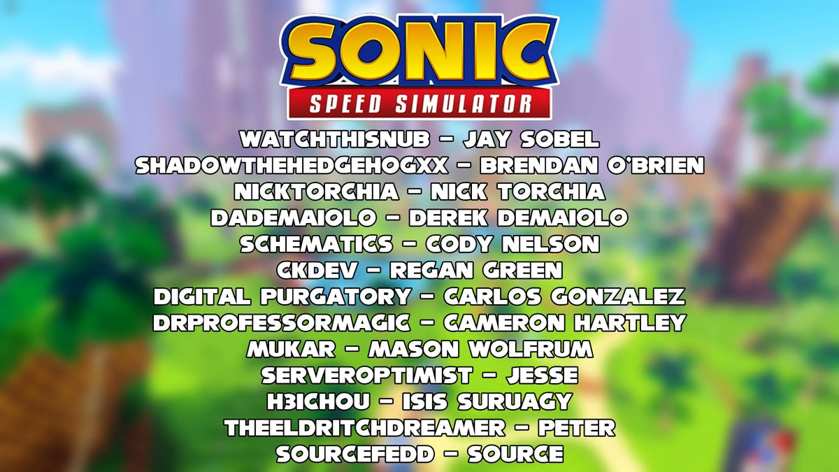 gamefamstudios's tweet photo. We'd like to take a moment to recognize our incredible team for their hard work over the past several months to make Sonic Speed Simulator possible.

Please join us in thanking every single one of them!🙏
#SonicRoblox https://t.co/fii4Gb8X7c