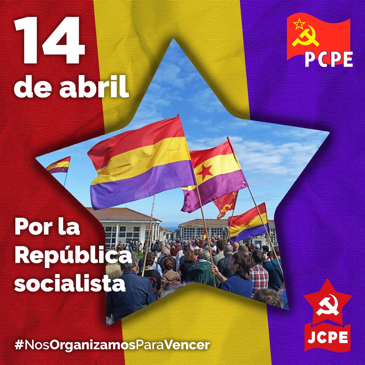JCPE_Comunista's tweet photo. 🟥🟨🟪 Por este 14 abril desde el #PCPE y la #JCPE hemos participado en las diferentes convocatorias organizadas por todo el estado. Reivindicando la república socialista de carácter confederal. 
#RepúblicaSocialista #IIIRepública https://t.co/IRAi2mxA0K