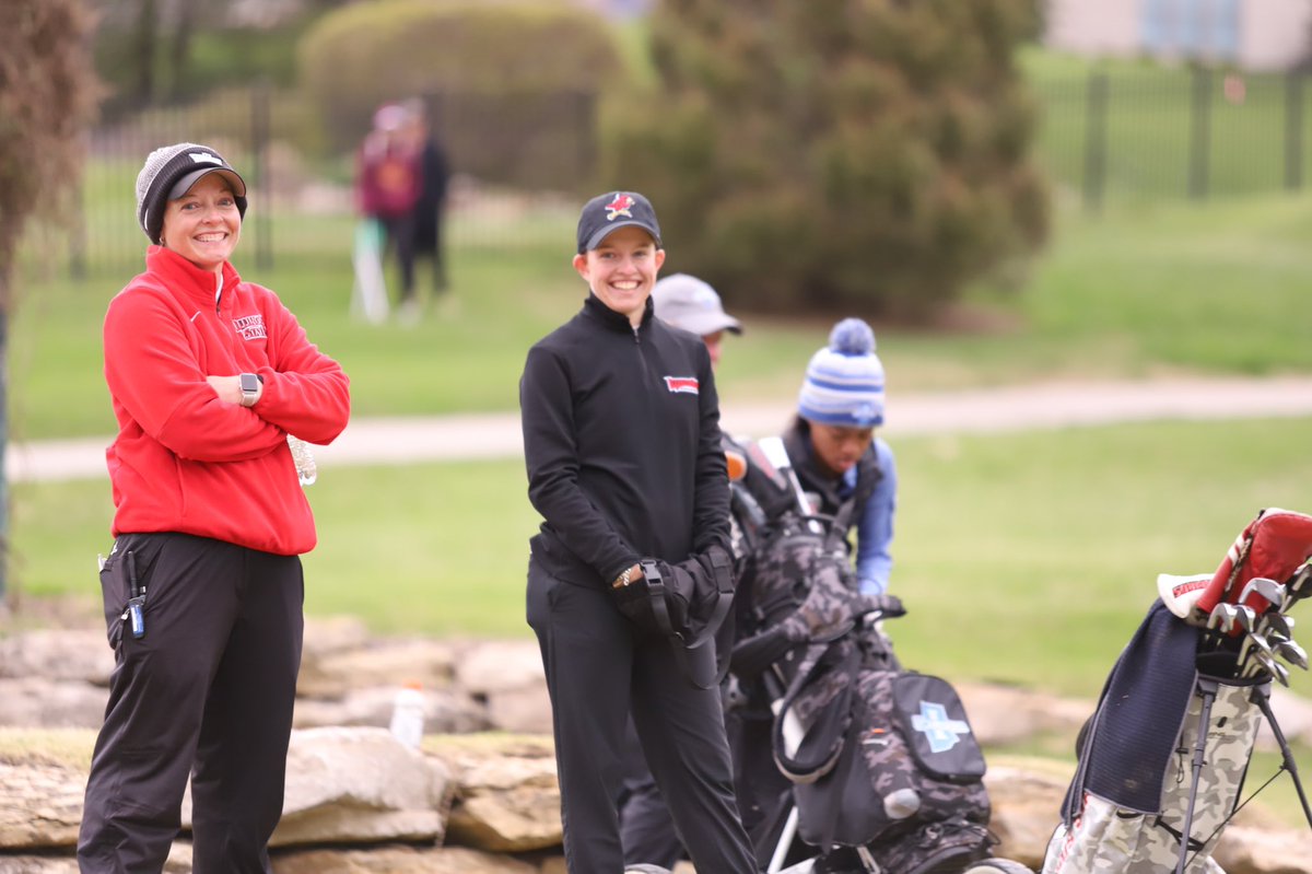 ISUwGolf's tweet photo. Coach Bre Hall and Emma Rouger are all smiles after Rouger put her tee shot on the green on the seventh hole. https://t.co/CgnCXqqqDg