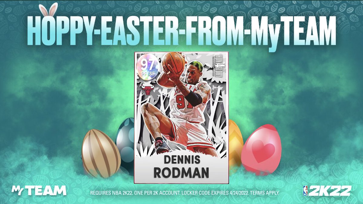 2k22lockercode_'s tweet image. #lockercode #2k22 Happy Easter 🐰 Use this code for Galaxy Opal Dennis Rodman.

Available for one week