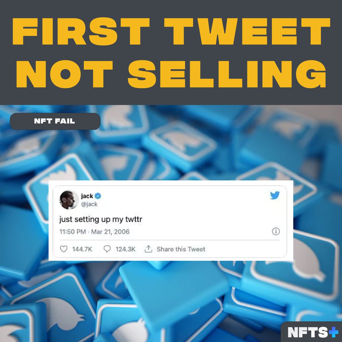 nftsplus's tweet photo. The first tweet was bought as nft for $2.9 million dollars a year ago. And right now it lost almost all of its value. The owner started the bidding on OpenSea at $48 million, but after nine days, no bid has reached even a fraction of that figure. The highest bid was $12.600 https://t.co/AK8NZ2MMRu