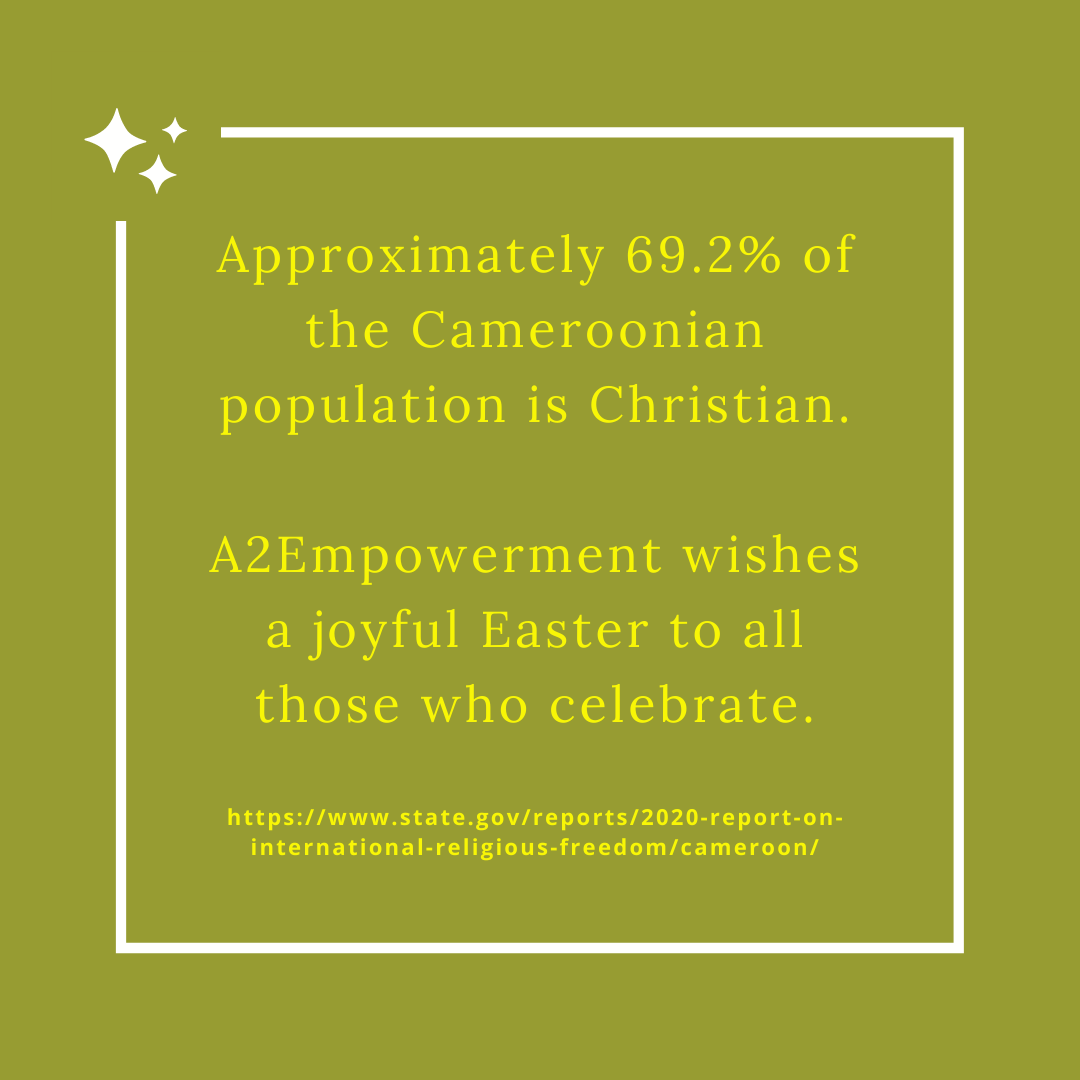 a2empowerment's tweet photo. A2Empowerment wishes a happy Easter
to all those who celebrate!  

A2Empowement is promoting the Cameroonian culture by posting on holidays important to its residents.
#educatetoempower #education #Cameroon #Easter2022 https://t.co/E0Jm8o9MNS
