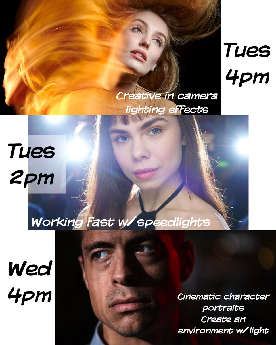 LastXwitness's tweet photo. My class sched for this week at #shutterfest if you’re going come hang out. These were all shot at live demos I’ve done on these topics so hope to see you there if you’re attending https://t.co/dLWiyiMdkb