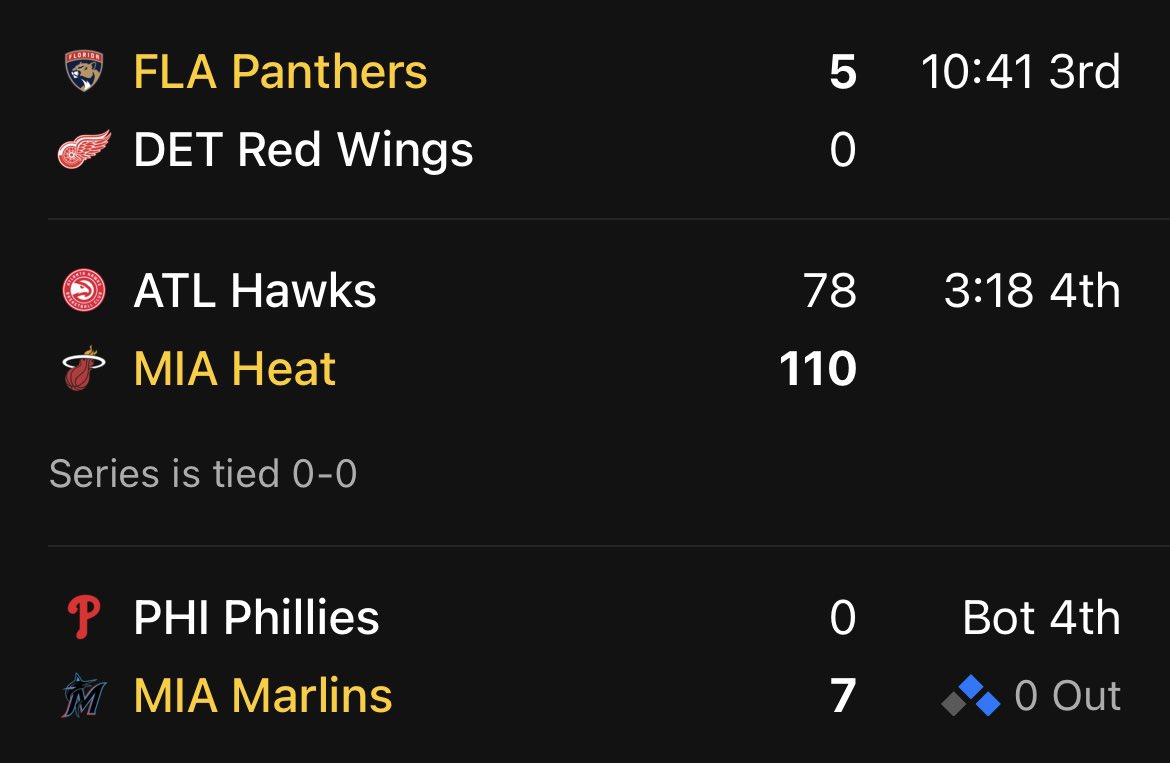 domination. 

<a href="/FlaPanthers/">Florida Panthers</a> x <a href="/MiamiHEAT/">Miami HEAT</a> x <a href="/Marlins/">Miami Marlins</a>