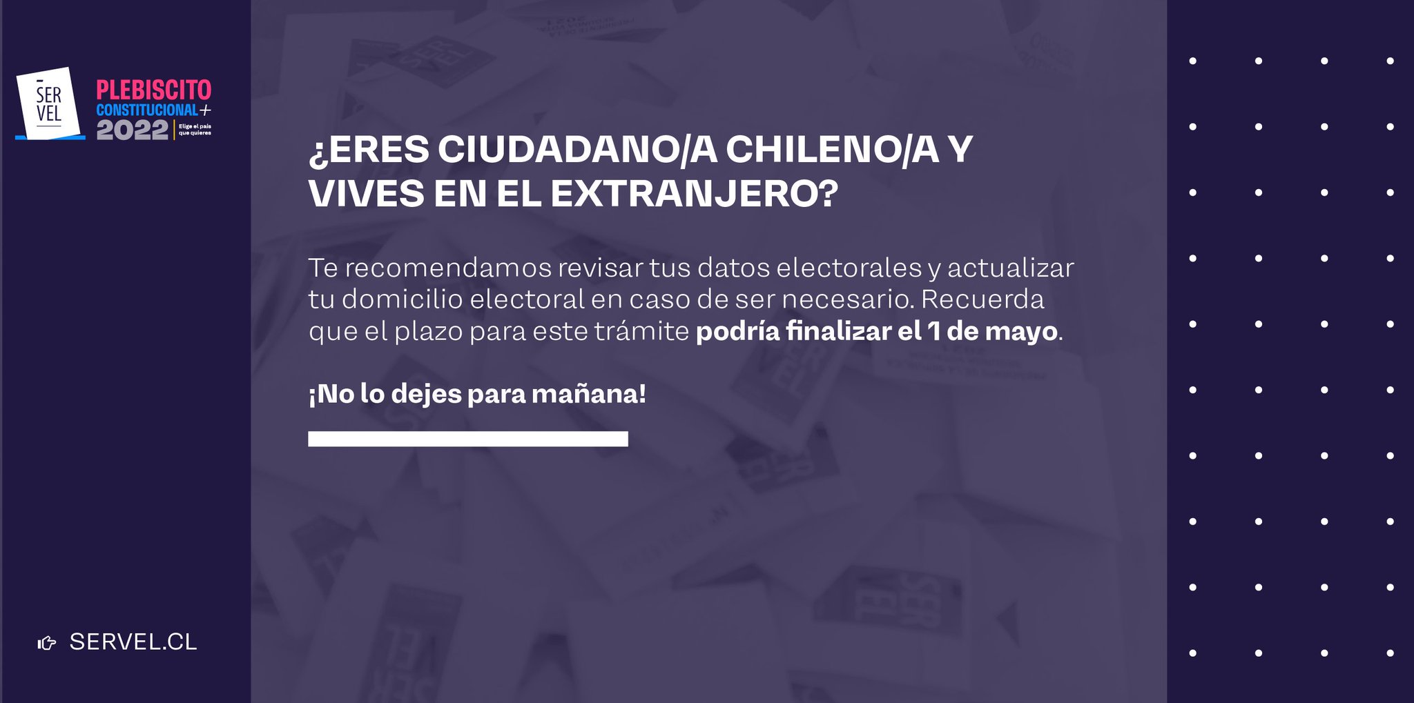 Servicio Electoral on Twitter "IMPORTANTE Si vives en el extranjero y