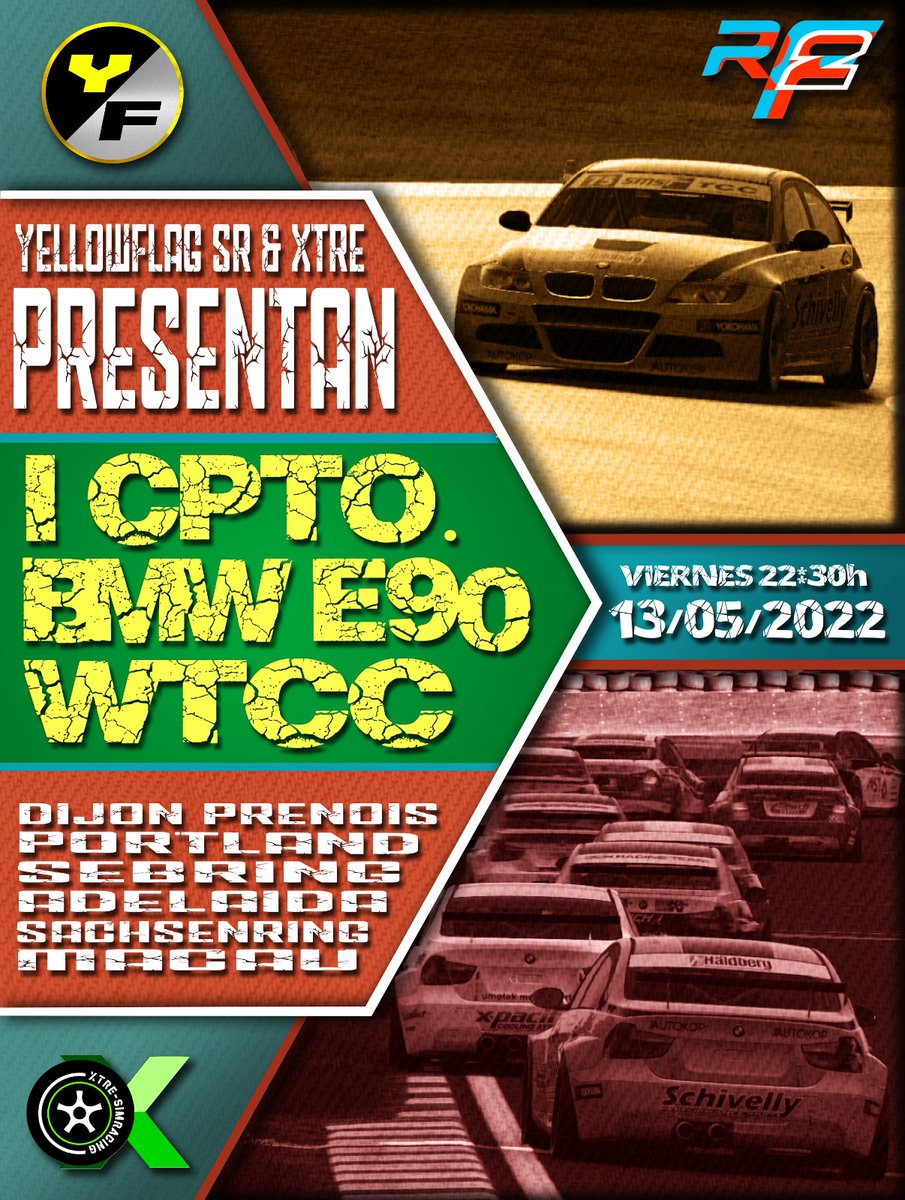 YellowFlagSR1's tweet photo. No creeiss que hoy es un buen día para anunciar nuevo campeonato ??

Pues lo haremos 

@xtresimracing y @YellowFlagSR1  presentan 

🟦CAMPEONATO @rFactor2
BMW E90 WTCC🟦

6 Rondas un unico coche

Va a ser apasionante ....

✅APUNTATE!!: https://t.co/PY4SszX1C0 https://t.co/41QyGazQPZ