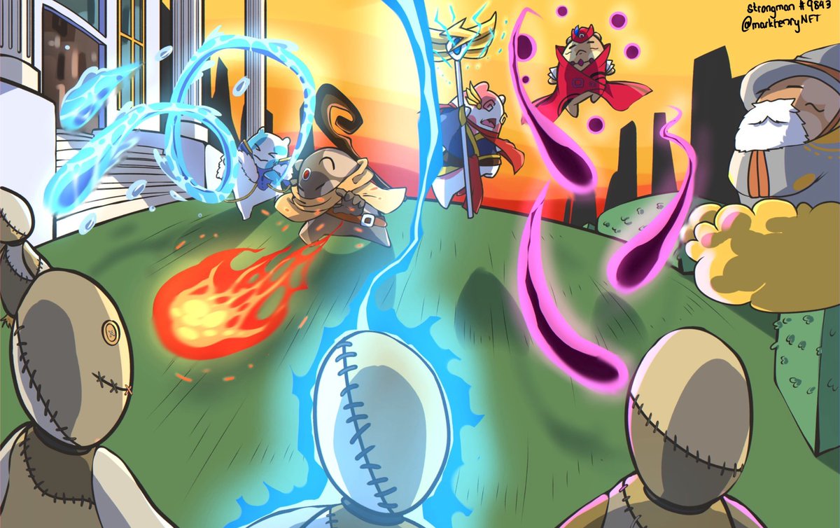 markhenryNFT's tweet photo. @Whiskers_NFT @KindredNFT Made this one for the upcoming banner competition! Mark feels proud and wishes that he can do magic like a Whisker. But it’s okay cause Mark is a strong man and he can compensate with his strongness. Windrose City’s Academy trains the best and strongest Whiskers! @Whiskers_NFT https://t.co/fpzGrDKjJj