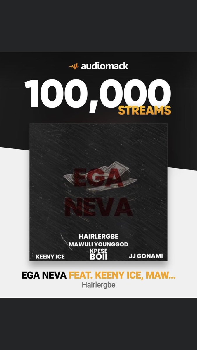 midnytupdates's tweet image. Congratulations @Hairlergbe4  #EgaNeva ft @KeenyIce @BoiiKpese and @MawuliYounggod hit 100,000

📌Link👉🏾 audiomack.com/hairlergbe1/so…

#midnytpromo #WePromote #midnytupdates
