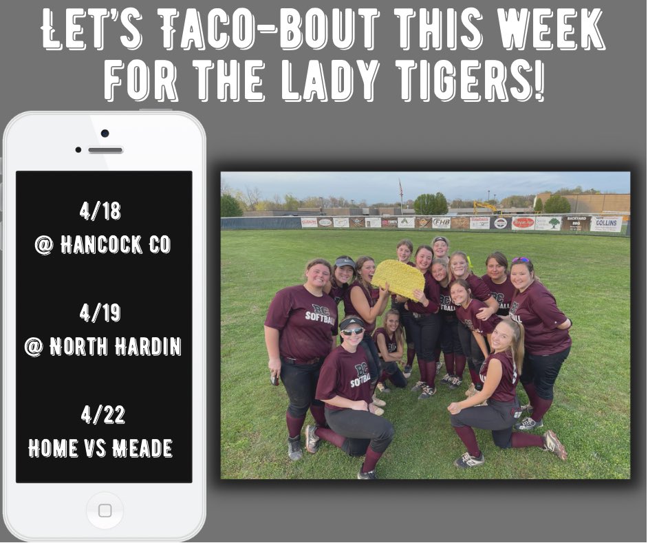 BCLadyTigersSo1's tweet photo. Lady Tigers Softball opens up this week w/ two district games! @ Hancock tomorrow and Home vs Meade on Friday! Be sure to come out and pack the stands for Friday’s game! https://t.co/9WrrnPdZTr