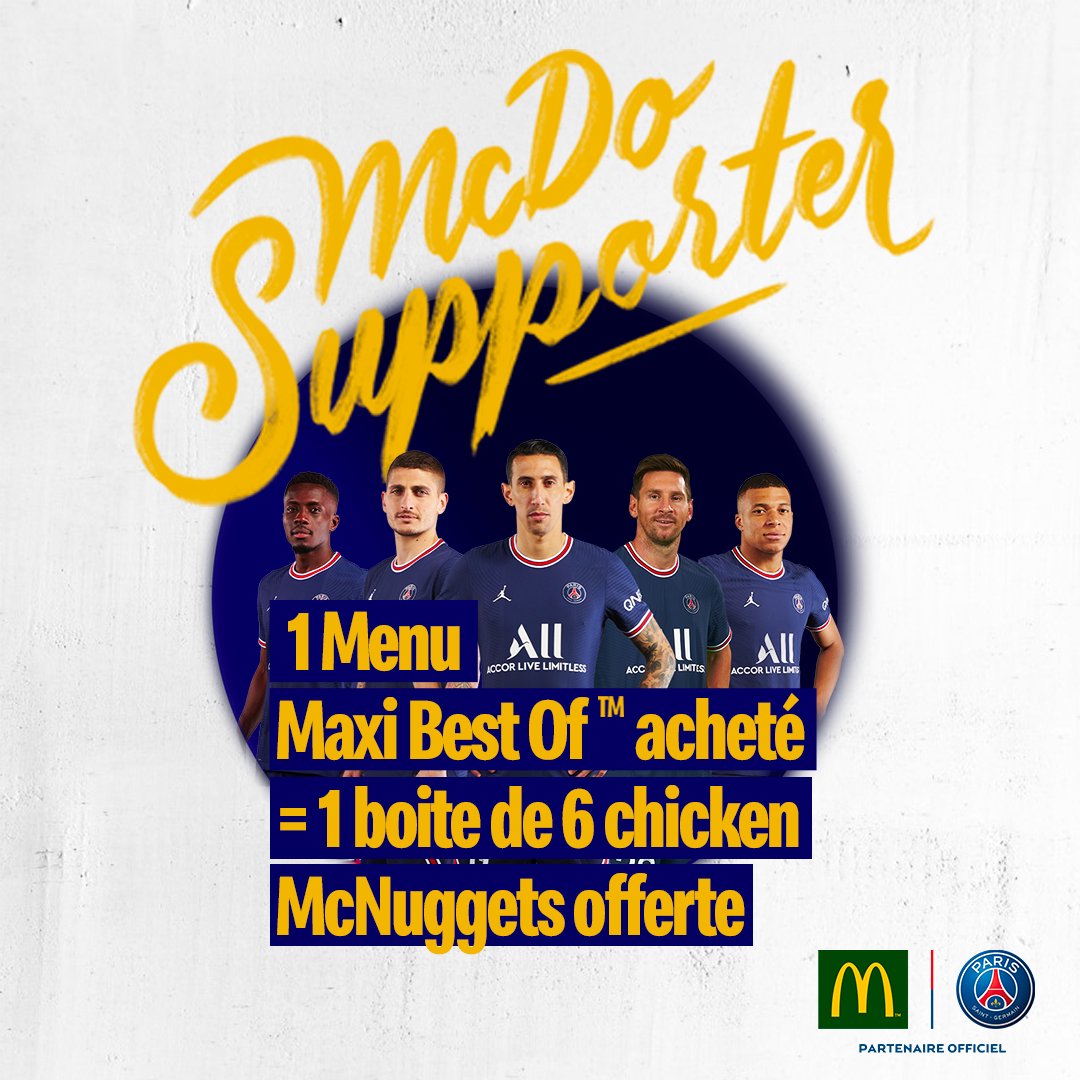 McDoSupportIdF's tweet photo. 2 bonnes nouvelles ce soir : Paris domine le match, et chez McDo la boîte de 6 nuggets est offerte 👇🏻 #PSGOM https://t.co/RoABzUA7K9