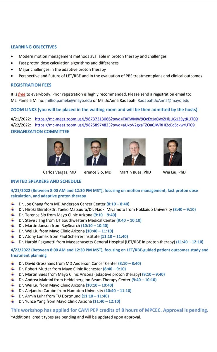sumanta_25's tweet photo. #Proton Therapy #OnlineWorkshop #mayoclinic #April 21-22, 2022 #Open to all  #Prior Registration is required.

4/21/2022:    https://t.co/UqXQZ3oSKI 

4/22/2022:    https://t.co/hCN6pXrzEC https://t.co/oHWi5x4Xq8 https://t.co/mIdxRrZpYl