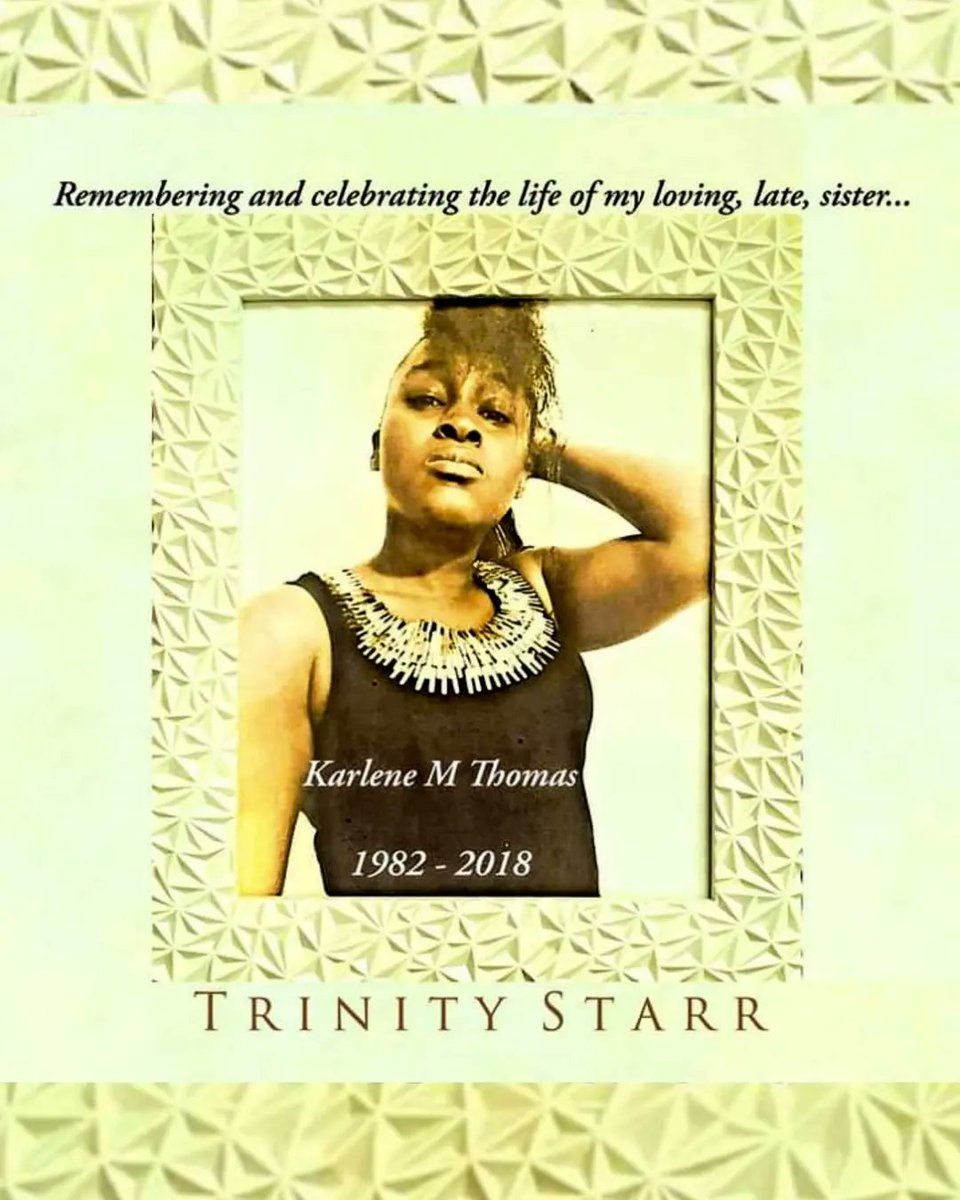 Dywayne_Thomas's tweet photo. In loving memory of my dearest sister Karlene who sadly passed away on this date 4 years ago.
β’
#RIEP younger sister. Your spirit will forever live in us all.
Miss you loads! πππΎπ€ππΎπ
β’
β’
β’
#FourYearsToday #KarleneThomas #TrinityStarr #RIEP #MissYou #DywayneThomas ππΎπππΎ https://t.co/A4MWEOV4w9