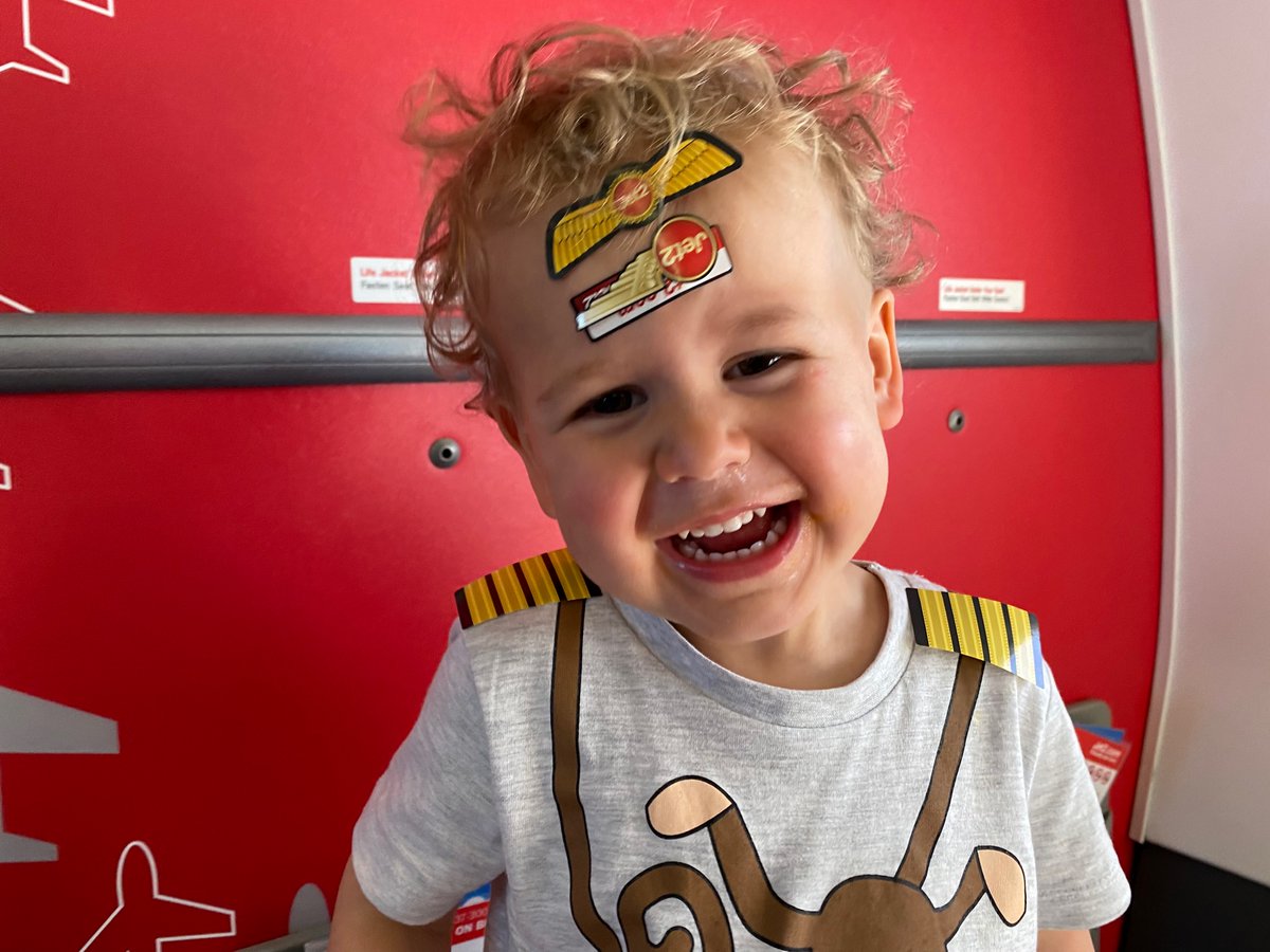 samdavyson's tweet photo. @jet2tweets Jack absolutely loved the Jet2 stickers onboard our flight home to Geneva today. He’d love a Jet2 Goody Bag. https://t.co/UkZVxcJTeR