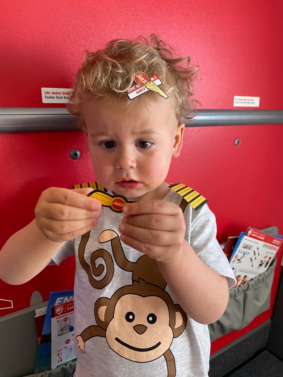 samdavyson's tweet photo. @jet2tweets Jack absolutely loved the Jet2 stickers onboard our flight home to Geneva today. He’d love a Jet2 Goody Bag. https://t.co/UkZVxcJTeR