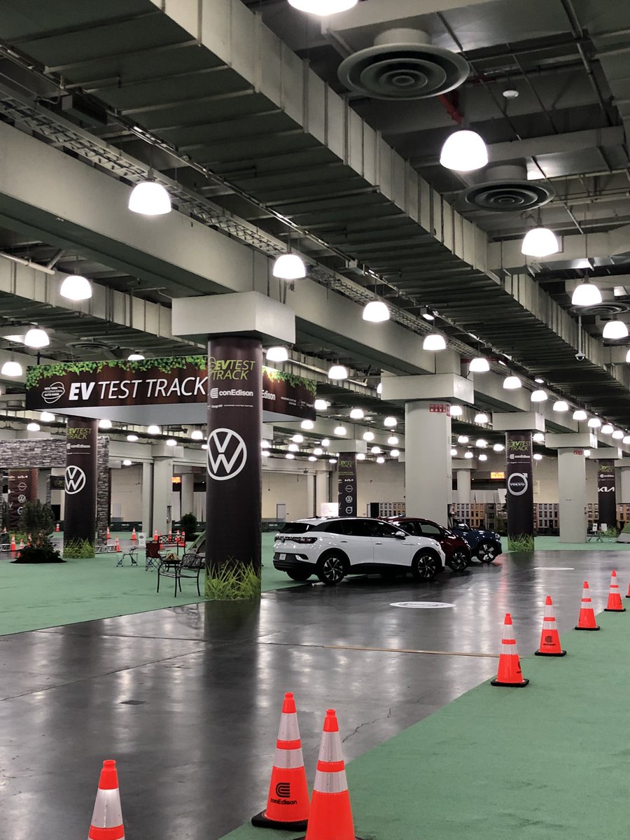 NYSERDA's tweet image. Did you know? The @NYAutoShow EV test track is powered by @NYPA #EVolveNY high-
speed chargers. Questions about charging your #EV? Concerned about EV range? Stop by our booth &amp;amp; get your questions answered! We’re here next to the track all week. #NYAutoShow #ChargeNY #DriveReady