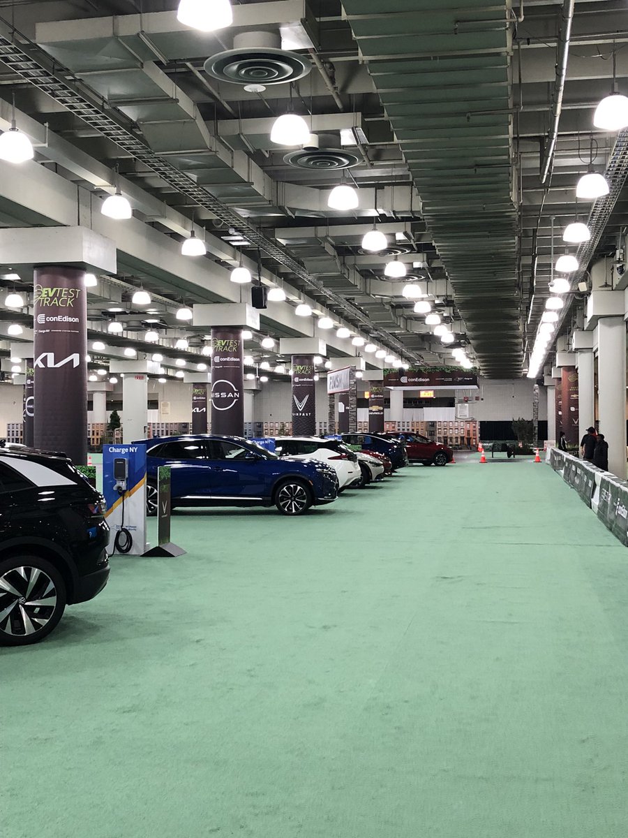 NYSERDA's tweet image. Did you know? The @NYAutoShow EV test track is powered by @NYPA #EVolveNY high-
speed chargers. Questions about charging your #EV? Concerned about EV range? Stop by our booth &amp;amp; get your questions answered! We’re here next to the track all week. #NYAutoShow #ChargeNY #DriveReady