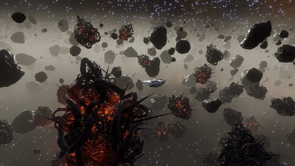 cmdr_mark's tweet photo. Day 4 came across an unusual site quite spectacular, yet eerie in its silence, also made a quick stop for some field repairs to the FSD after one too many neutron jumps. #EliteDangerous #EliteDangerousOdyssey @EliteDangerous https://t.co/4wUL1Ye5dT