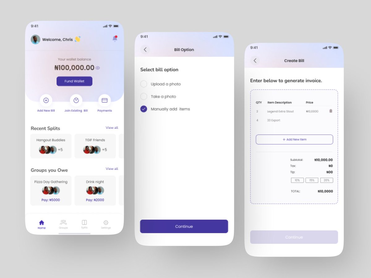 denzydesigns's tweet photo. I designed this bill splitting mobile app sometime in January. You can split bills with groups, friends, family and more and even make payment through your wallet.

#uidesign #uxdesign #uiux https://t.co/hPMbsCstiR