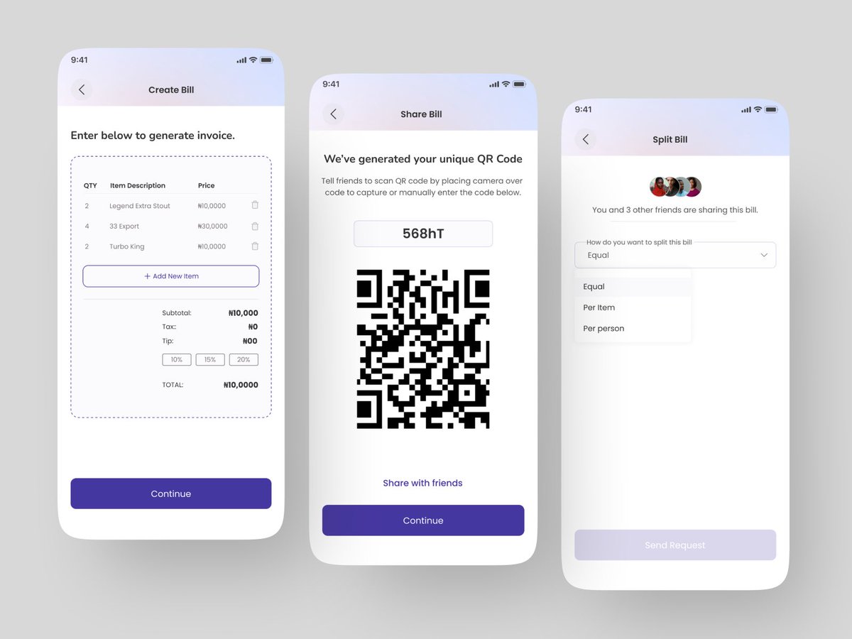 denzydesigns's tweet photo. I designed this bill splitting mobile app sometime in January. You can split bills with groups, friends, family and more and even make payment through your wallet.

#uidesign #uxdesign #uiux https://t.co/hPMbsCstiR