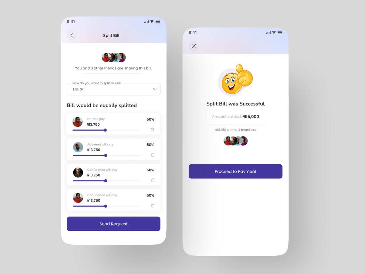 denzydesigns's tweet photo. I designed this bill splitting mobile app sometime in January. You can split bills with groups, friends, family and more and even make payment through your wallet.

#uidesign #uxdesign #uiux https://t.co/hPMbsCstiR