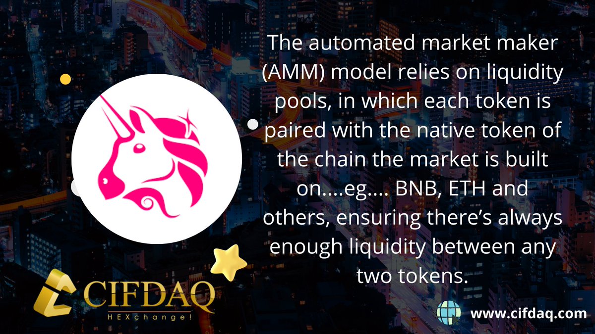 IamWisePrince's tweet image. One of the first DEXs to pioneer the AMM system that allows traders swap tokens without relying on an order book as after BTC and ETH, there is a long tail of less liquid tokens which are hard to trade if matched counterpart is needed 

#CIFDAQUnlearn #AMM #DeFi #CIFD