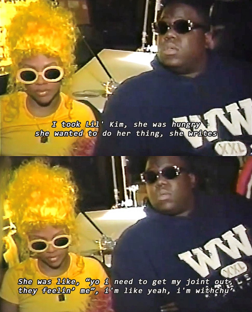 lil' kim and the notorious b.i.g. on set of the 'crush on you&apo...