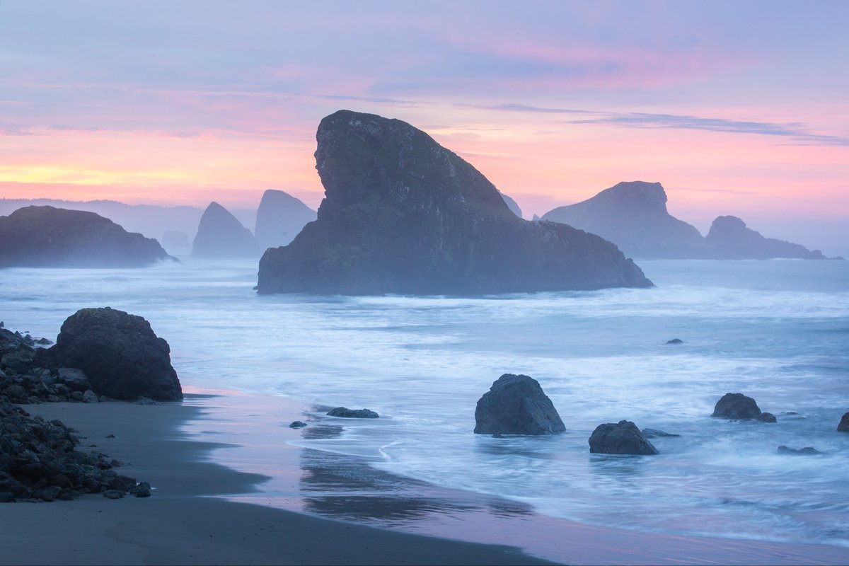 Sea stacks and cotton candy