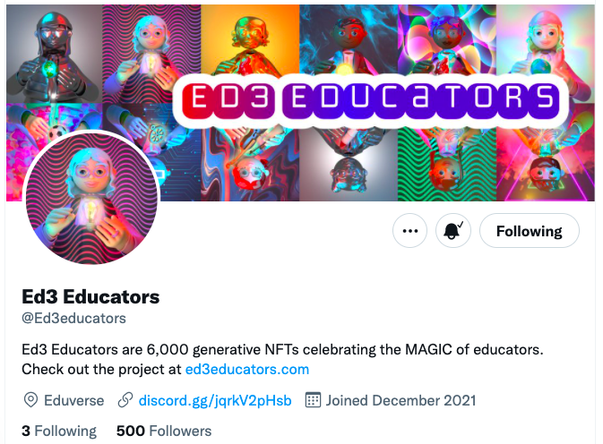 DaganBernstein's tweet photo. 500 followers, let's go !!
Come join us @Ed3educators
#ed3
#web3edu
#web3educators https://t.co/tkBbnMYGMx