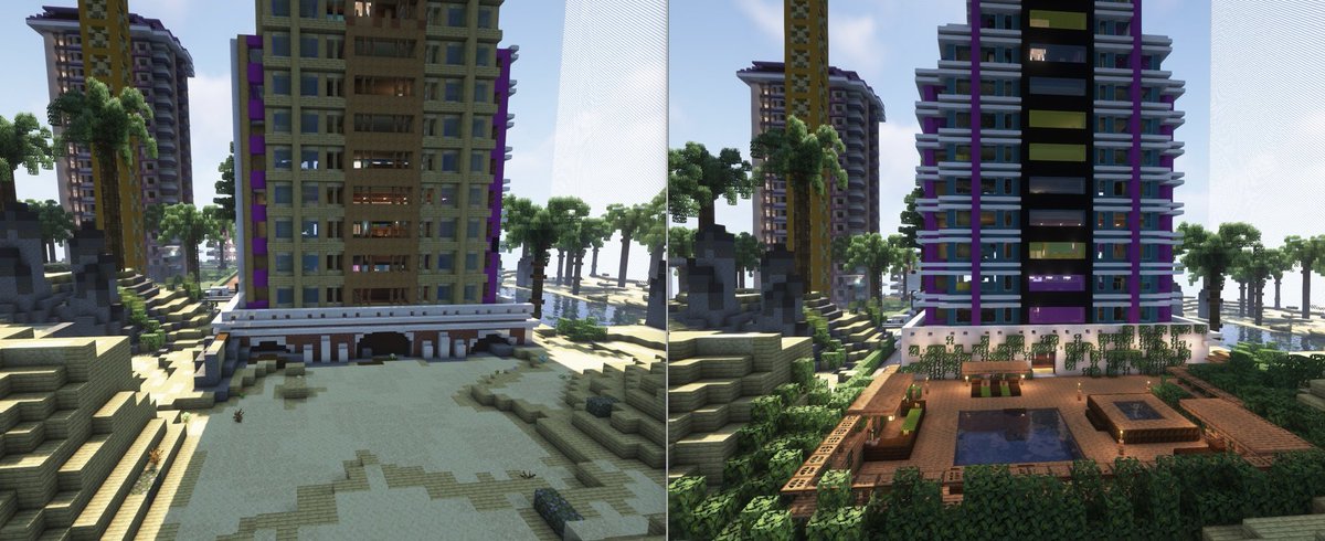 Revamping our Miami Beach themed world 🛠

Do you remember that slightly dull looking building with „CAS“ on it?

We made it look like a cool CASINO now - bright, with popping colors &amp; a cozy jungle bar/pool area in the back.

What do you think?

#AngryBoars #NFTworlds #Boariami