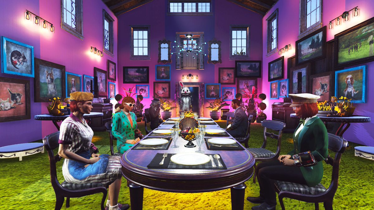 SleepisforT's tweet photo. We had quite the Epic Egg Hunt & dinner party last night in Max's Bunny Palace for Penny's Easter Party! Plenty of pics & respawns to remember it by too😂
Happy Easter & a wonderful #SundewSunday to all🐰🌸✨
#Fallout76 #VirtualPhotography #Easter2022 #SpringVibes https://t.co/RmAJZXXaO8