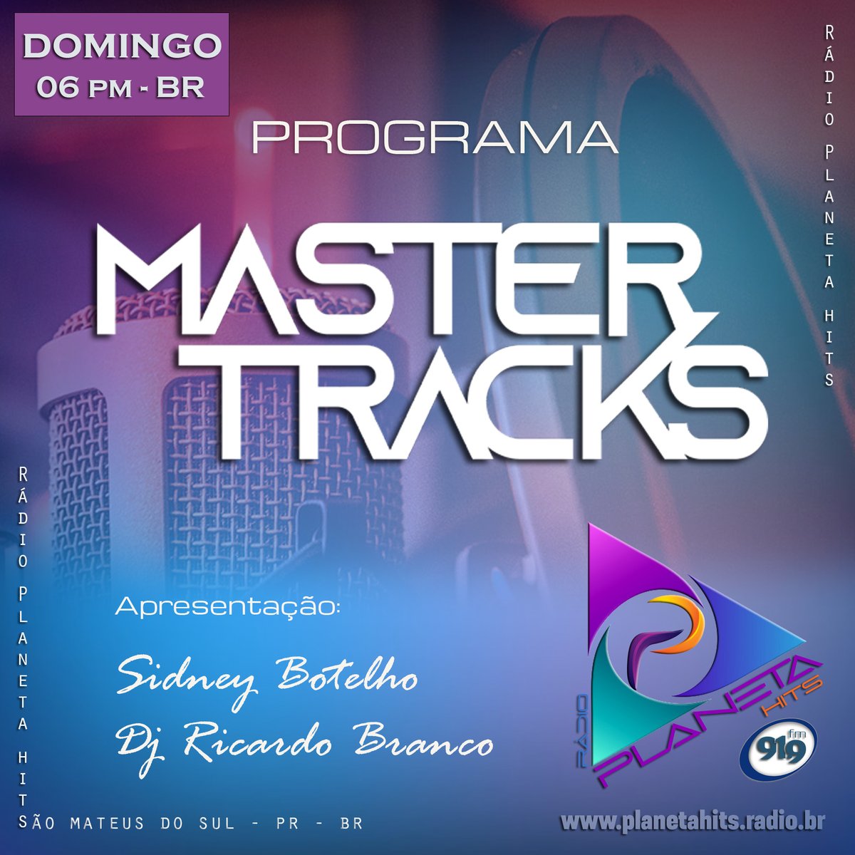 HitsPlaneta's tweet photo. Programa MASTER TRACKS
Apresentação: Sidney Botelho
Produção: Dj Ricardo Branco
Duração: 1 hora
Estilo: lançamentos e novidades dance
Na Rádio Planeta Hits - domingo 06h PM
https://t.co/hbWgax5nhg https://t.co/uOJ75wvEF3
