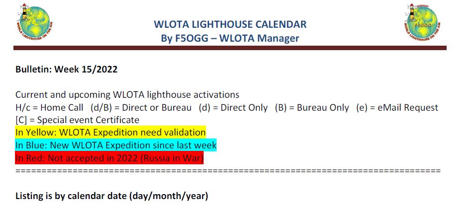 WLOTA_Award's tweet photo. #hamradio #WLOTA_Award #DX_World
WLOTA DX Bulletin N° 13/2022 is now on WLOTA web site -  PDF in page "Next Expeditions" 64 Expeditions with WLOTA References On Air this week https://t.co/SKfVIkBfh8