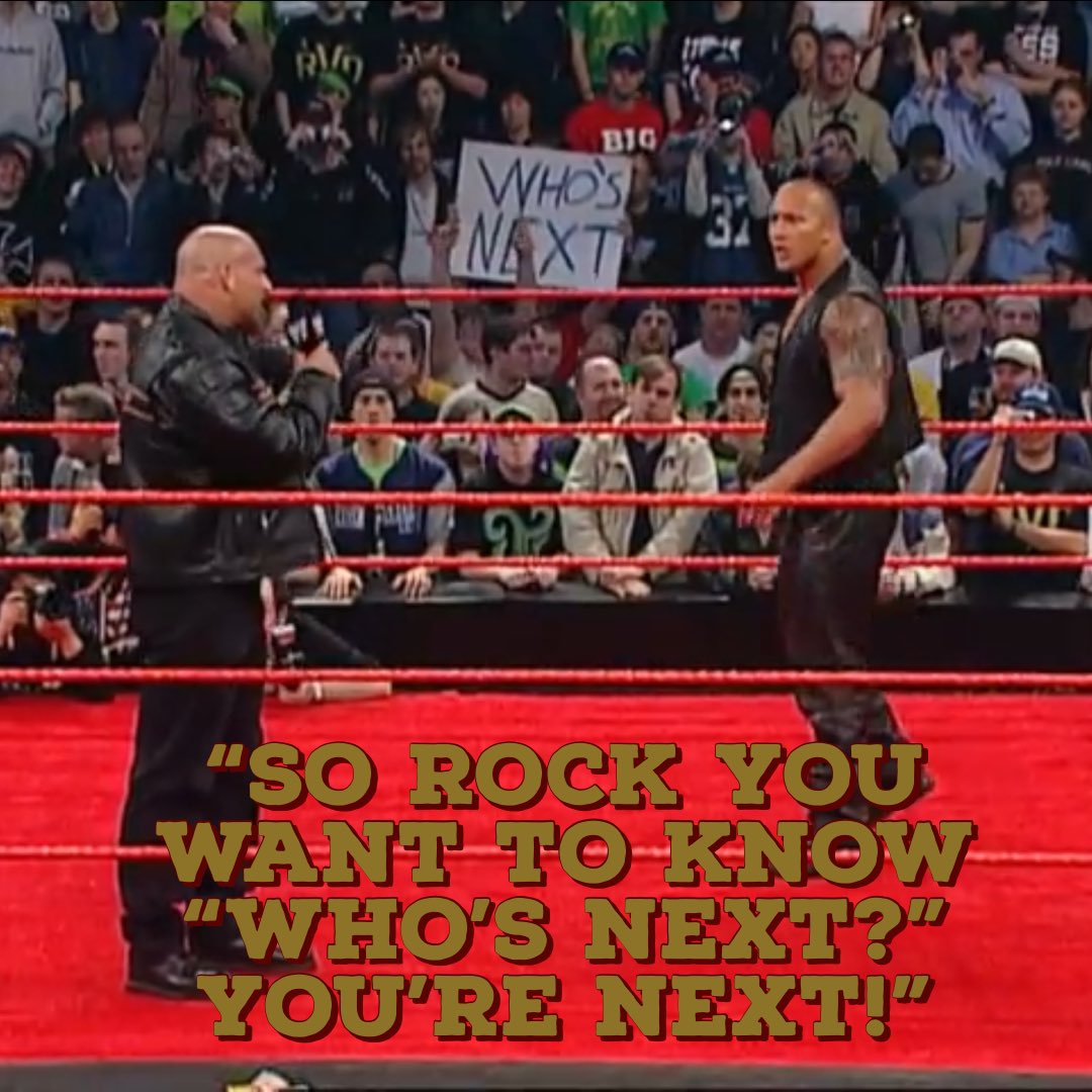 TTMGPodcast's tweet photo. “So Rock you want to know “Who’s Next?”
You’re next!”

#quoteaday 
#goldberg https://t.co/poNPTYkof9
