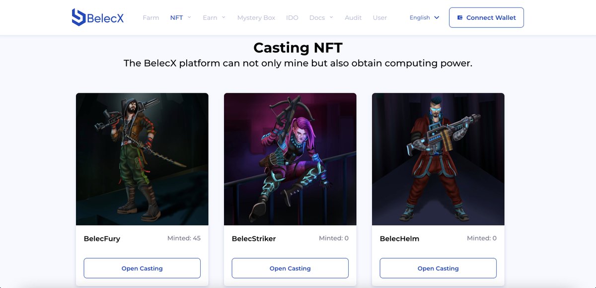 Casting #NFT 🔥
The BelecX platform can not only mine but also obtain computing power.✅✅
belecx.com/#/NFT/casting
#DeFi #NFT #NFTshill $BEX