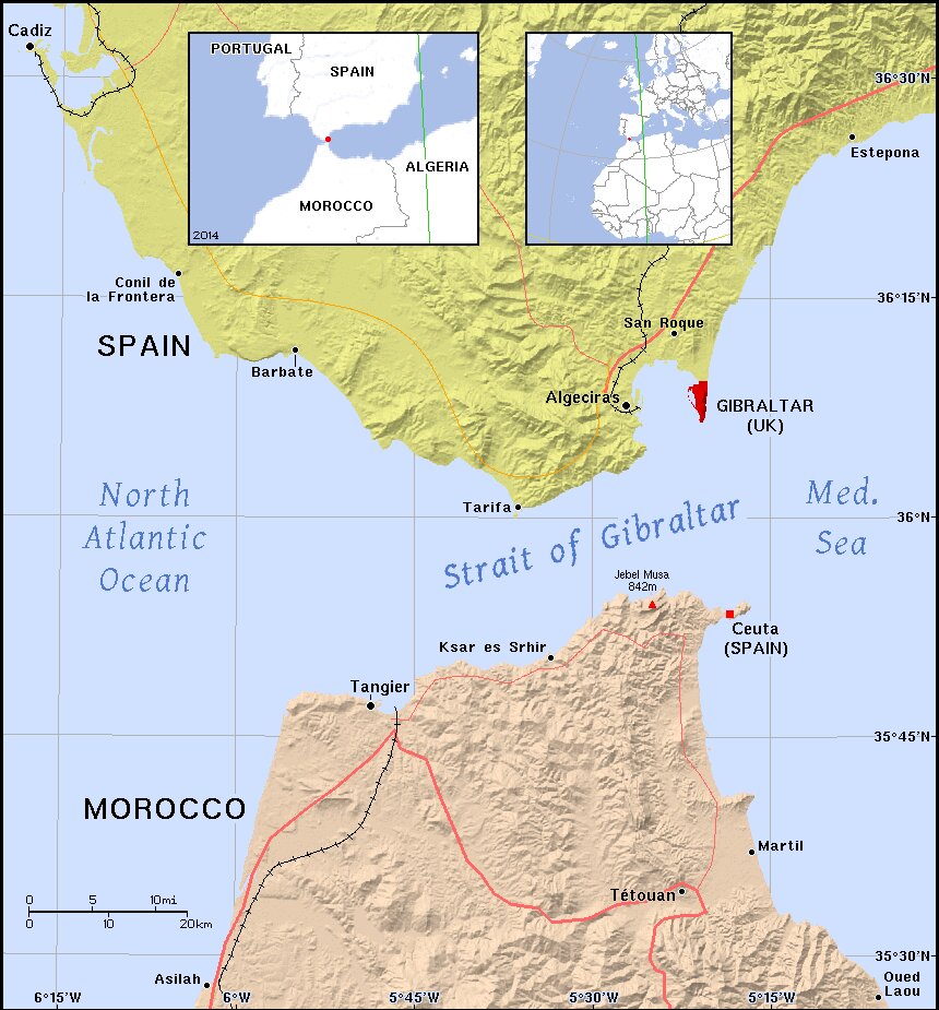 Найдите на физической карте евразии проливы гибралтарский. Гибралтарский пролив Мелилья. Полуостров Гибралтар на карте.
