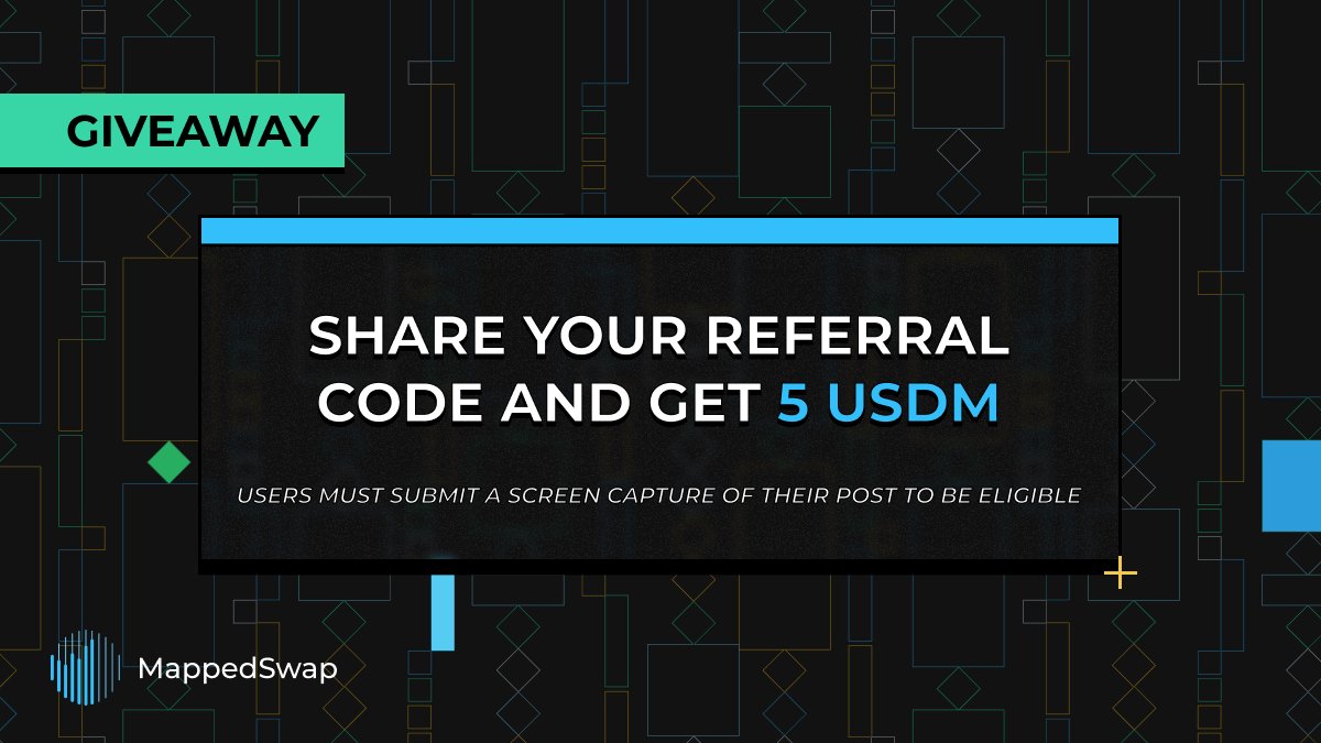 Start sharing your referral code from #MappedSwap and get 5 USDM. You can get your referral code by completing campaign 1 (where 2 hints are given below)
Campaign 1: mappedswap.io/promotion
Campaign 2: app.mappedswap.io/campaign

#800000campaign #MST #cryptocurrency #defi #getmapped