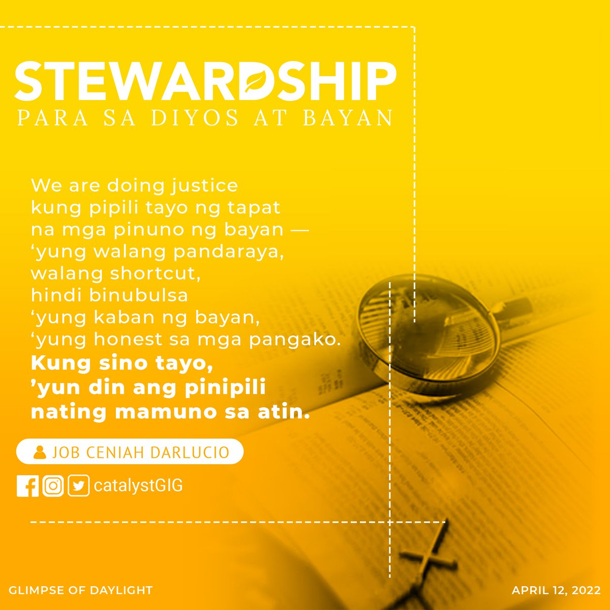 CatalystGIG's tweet photo. It may be easy to say and hard to practice justice, kindness and humility every single day, but you can always start today, Catalyst!

Keep in mind: continuous practice makes it a habit!

#Stewardship
#ParaSaDiyosAtBayan
#CatalystGlimpseOfDaylight https://t.co/RYwhWfW4xS