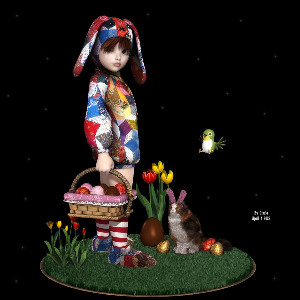 Cuddles by Gisela
Poser • Seasonal/Holiday • posted on Apr 04, 2022 
ow.ly/AgLj50IKvUL
#instaart #instadaily #renderosity #3d #3dart #rendering3d #3dgraphics #render #dailyrender